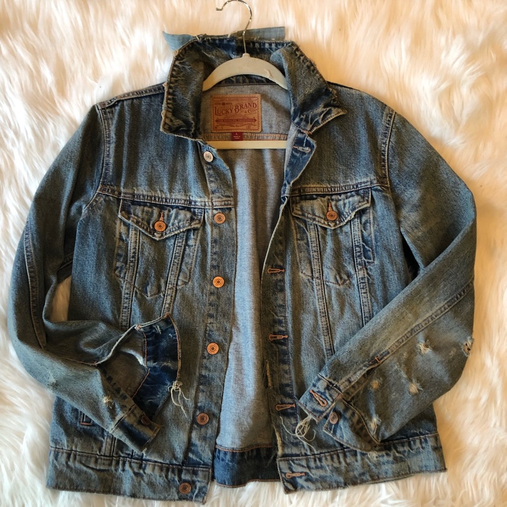 NEW Lucky Brand Distressed Denim Jacket